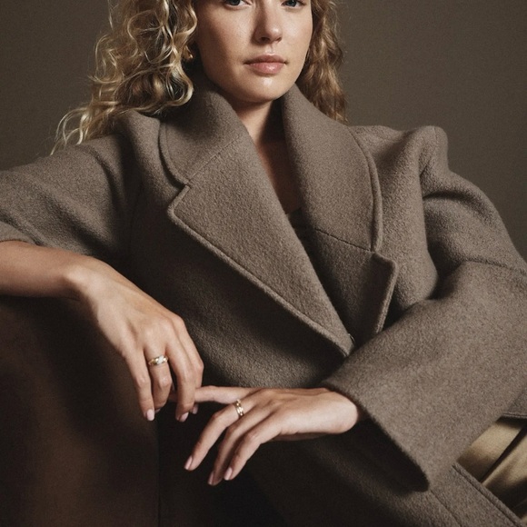 Quince 100% Merino Wool Shawl Collar Long Coat XS NWOT Heather Elm - Picture 2 of 14